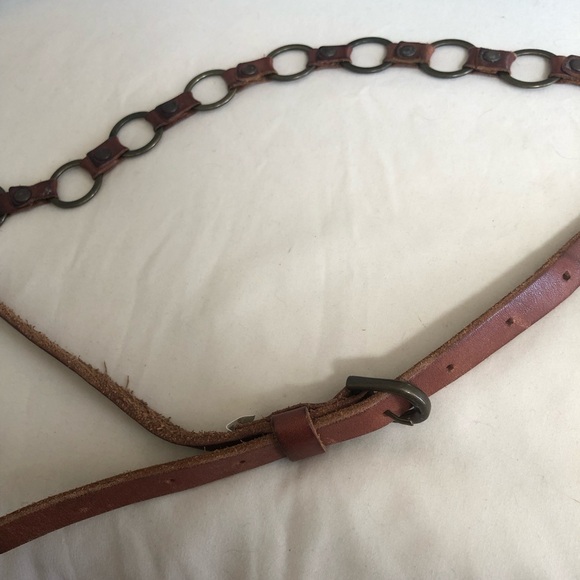 American Eagle Outfitters Accessories - American Eagle skinny belt size large metal loops hoops brown leather O rings